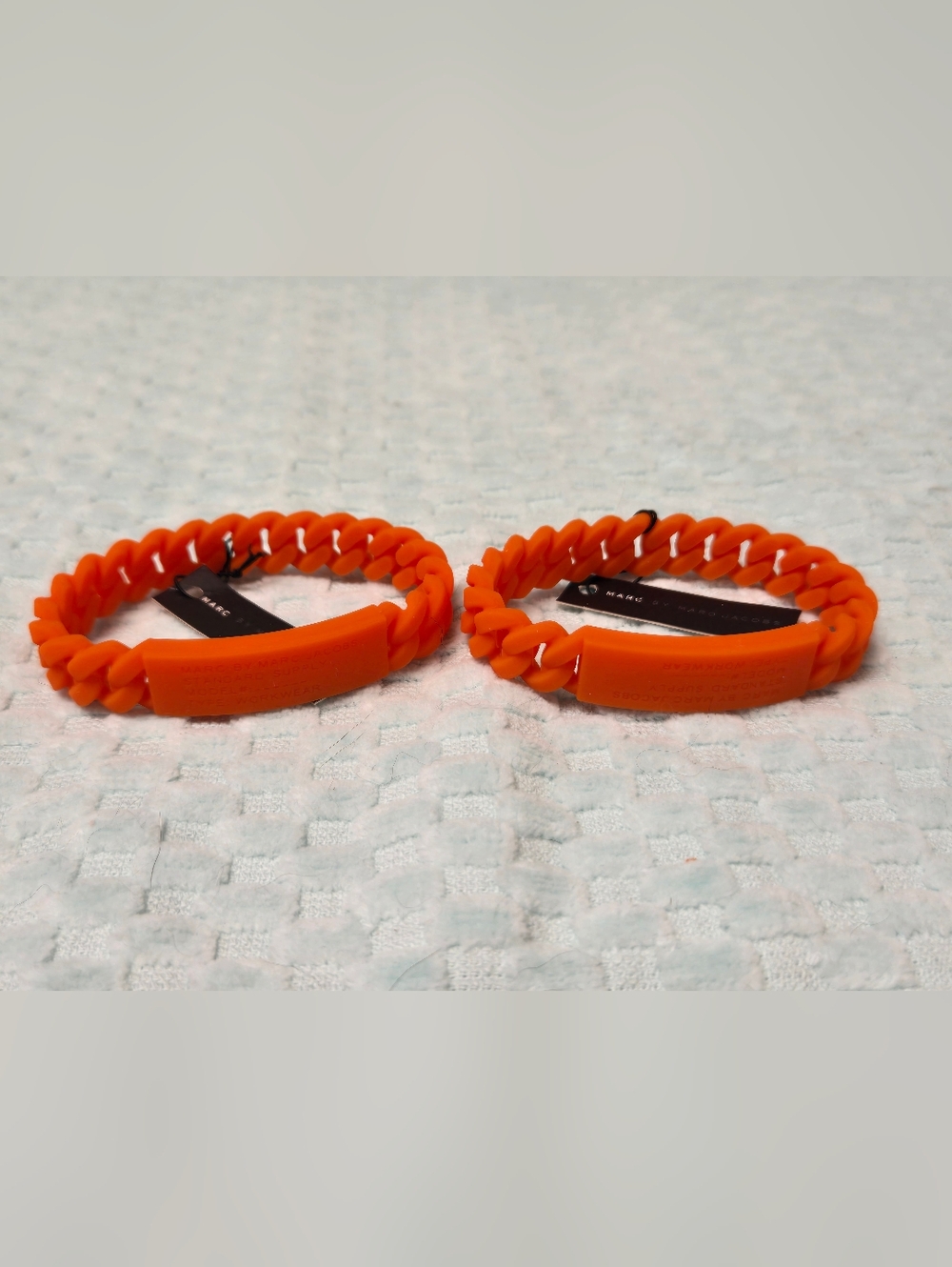 Marc By Marc Jacobs Orange Silicone Chain Bracelet (Pair)